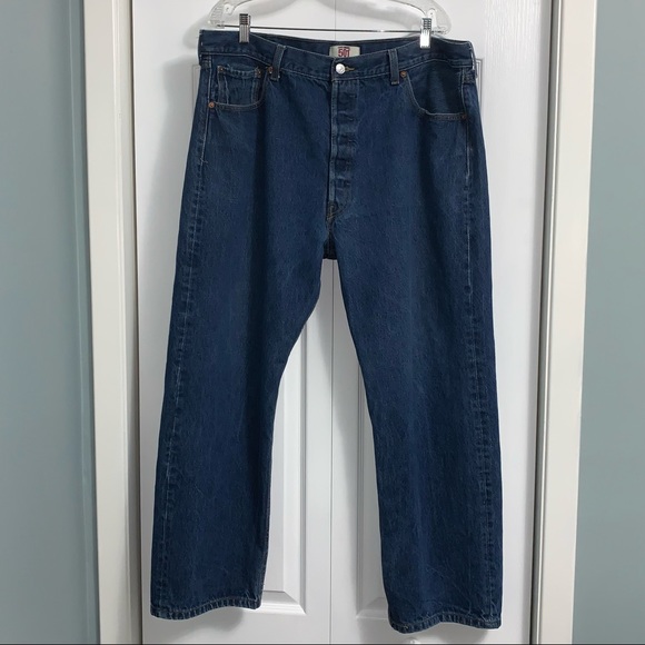 LEVI’S men’s Original 501 straight leg button fly blue Jeans size 42 denim - Picture 1 of 14